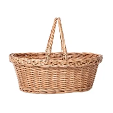 Wicker Picnic Basket with Handle, Natural Large Empty Basket Cheap Easter Egg...