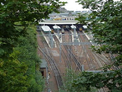 Photo A2 Westbound rail lines out of Waverley station Edinburgh This are c2013