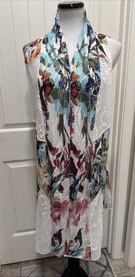 Adore Wearable Art Beautiful Mixed Fabric Duster/Vest Shawl Gypsy Boho Flow SZ L