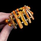 Avante Jewelry Abalone Mother of Pearl 2 Strand Beaded Bracelet 7-8" Orange Tan