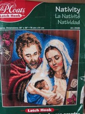 JP Coats Christmas Nativity Scene Latch Hook rug Kit 30 X 36 Holy Family Jesus