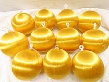 11 VTG Gold Satin Spun Silk Sheen Christmas Balls Ornaments Styrofoam 3" D5059
