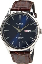 Image of Lorus Mens Automatic Watch Blue Dial and Brown Strap RL475AX9