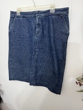 Eddie Bauer 12 14 L Blue Denim Skirt Pockets