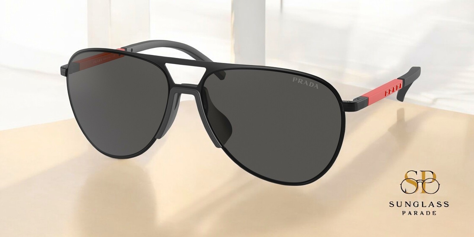 PRADA LINEA ROSSA PS 51XS 1BO06L Matte Black Dark Grey 59 mm Men's Sunglasses