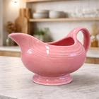 VTG Fiestaware Fiesta 18.5 oz Pink Gravy Boat Retired H on Bottom  FACTORY FLAW