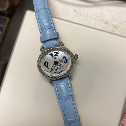 Michele CSX Blue MOP Dial Diamond Bezel 35mm Quartz Watch MW03F01 