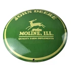 Vintage John Deere Porcelain Sign - Farm Tractor Gas Pump Convex Button Sign