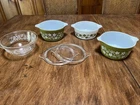 Vintage Pyrex Spring Blossom Crazy Daisy Mixing Bowl & Casserole Dish Lot 6 Pc
