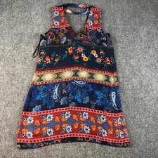 A BYER Floral Paisley Print V Neck Sleeveless Mini Dress Women Size L