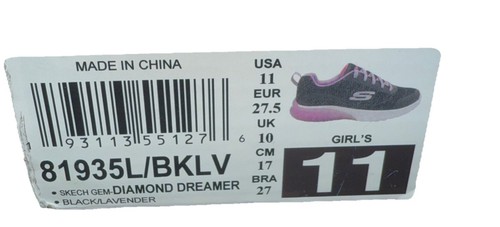 Girls Skechers With Air, Cooled Memory Size Youth 11 81935/BKLV - Picture 4 of 7