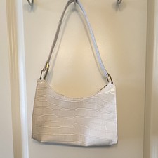 Beige Croc Embossed Women s Small Shoulder Ba...