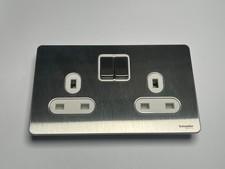 Double twin plug socket Stainless Steel kitchen Schneider Ultimate screwless