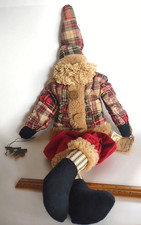 Vintage Handcrafted by Bouquet Primitive Style Folk Art Cloth Santa Doll 26"