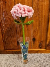 Light Pink Crochet Carnation Flower vase not included 