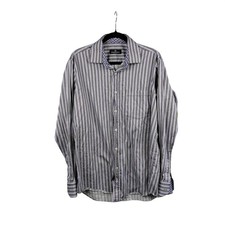 BUGATCHI UOMO Men's Striped Dress Shirt Long Sleeve Button Down 100 Cotton
