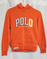Polo Ralph Lauren Men's Orange Logo Graphic Fleece Pullover Hoodie, Size S