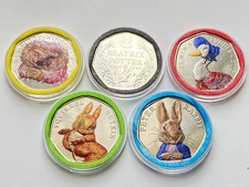 Beatrix Potter 50p Complete Set Royal Mint Colour Decal Capsule Peter Rabbit UNC