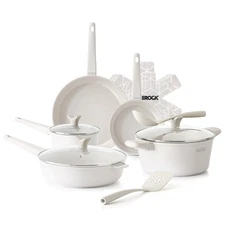 SOHO 15Pcs Ceramic Cookware Set – Non toxic Pots and Pans Set Non Stick with ...