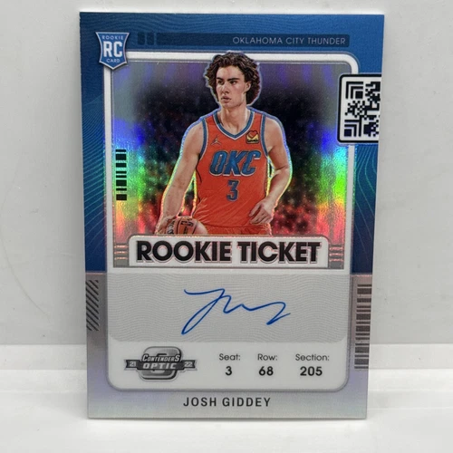 Josh Giddey 2021-22 Contenders Optic #130 Rookie Ticket On Card Auto Thunder