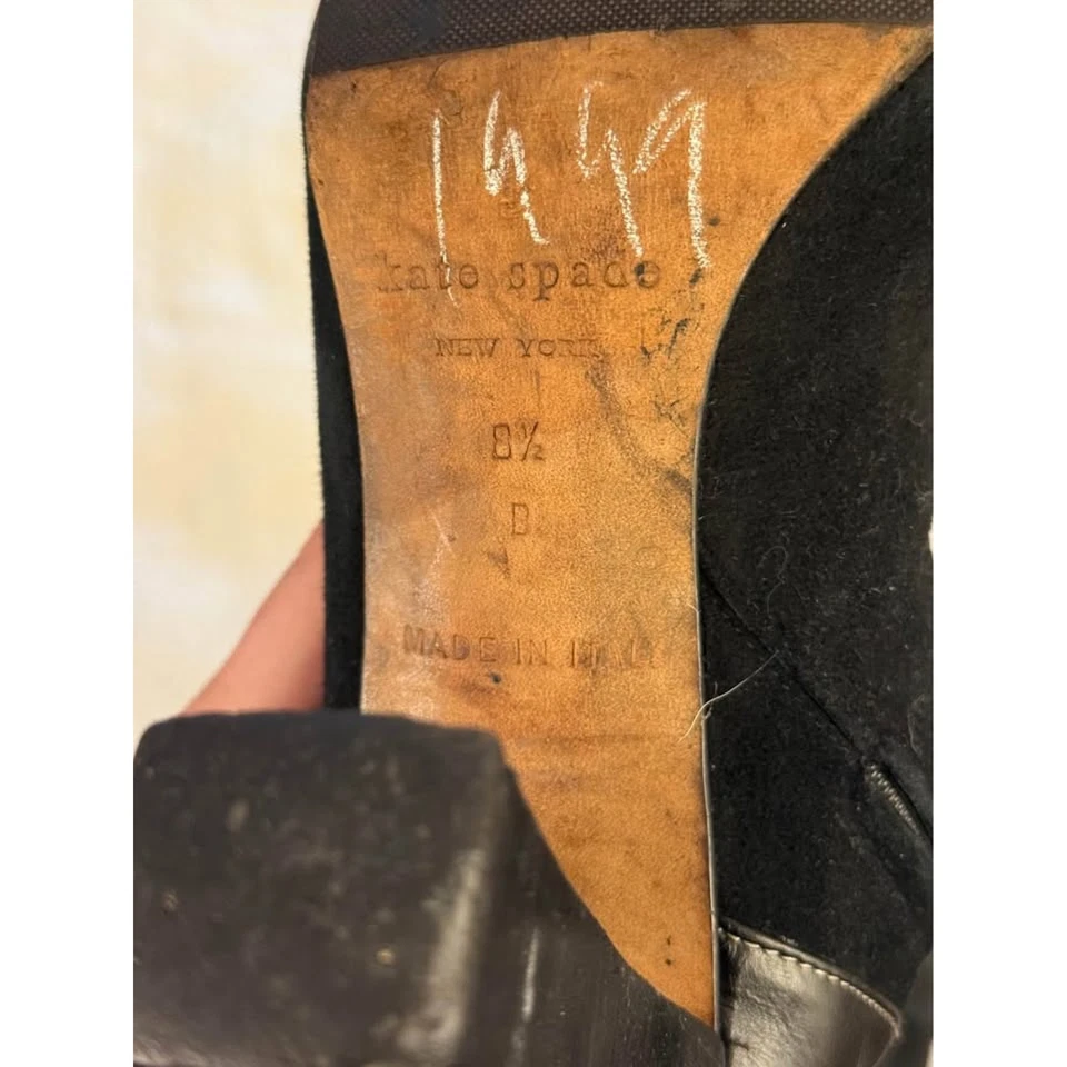 Vintage Kate Spade New York Black Suede Knee-High Boots Made in Italy 8.5  - Изображение 4 из 4