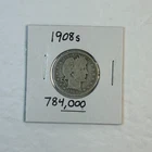 1908 S Barber Silver Quarter with About Good Detail/Low Mintage/Free Shipping