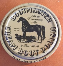 BOOTMASTER CREAM BOOT POLISH HORSE DESIGN TIN...