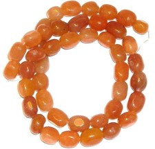 NG1019 Red Aventurine Medium 10mm - 12mm Pebble Nugget Gemstone Beads 15"