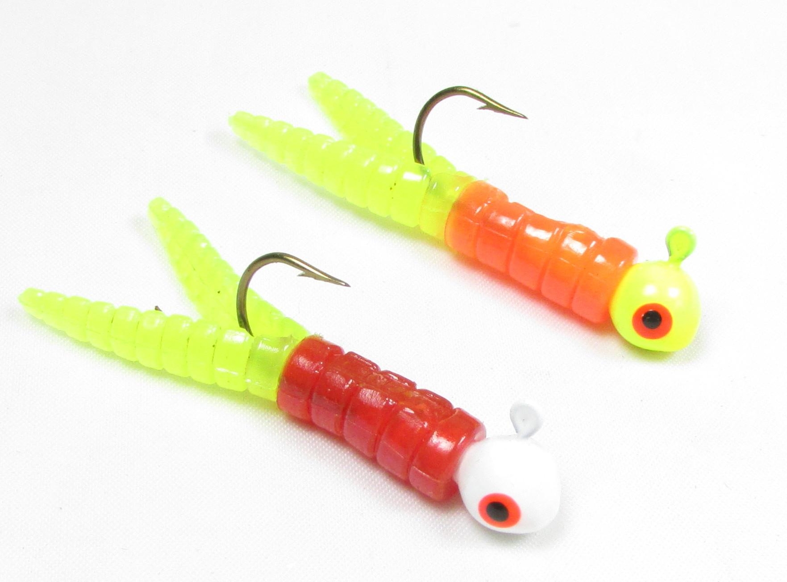 40 Crappie Split Tail Bodies 20 Chartreuse/White Jig Head 1/8 oz