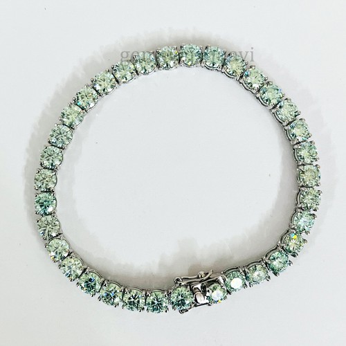 Blue Treated Diamond Tennis Bracelet in 925 Sterling Silver 6 mm 8" Inches ! - Picture 4 of 7