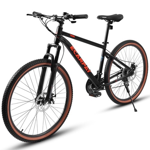 24 Inch Mountain Bike, High Carbon Steel Frame, Disc Brakes & Brown Edge Tires