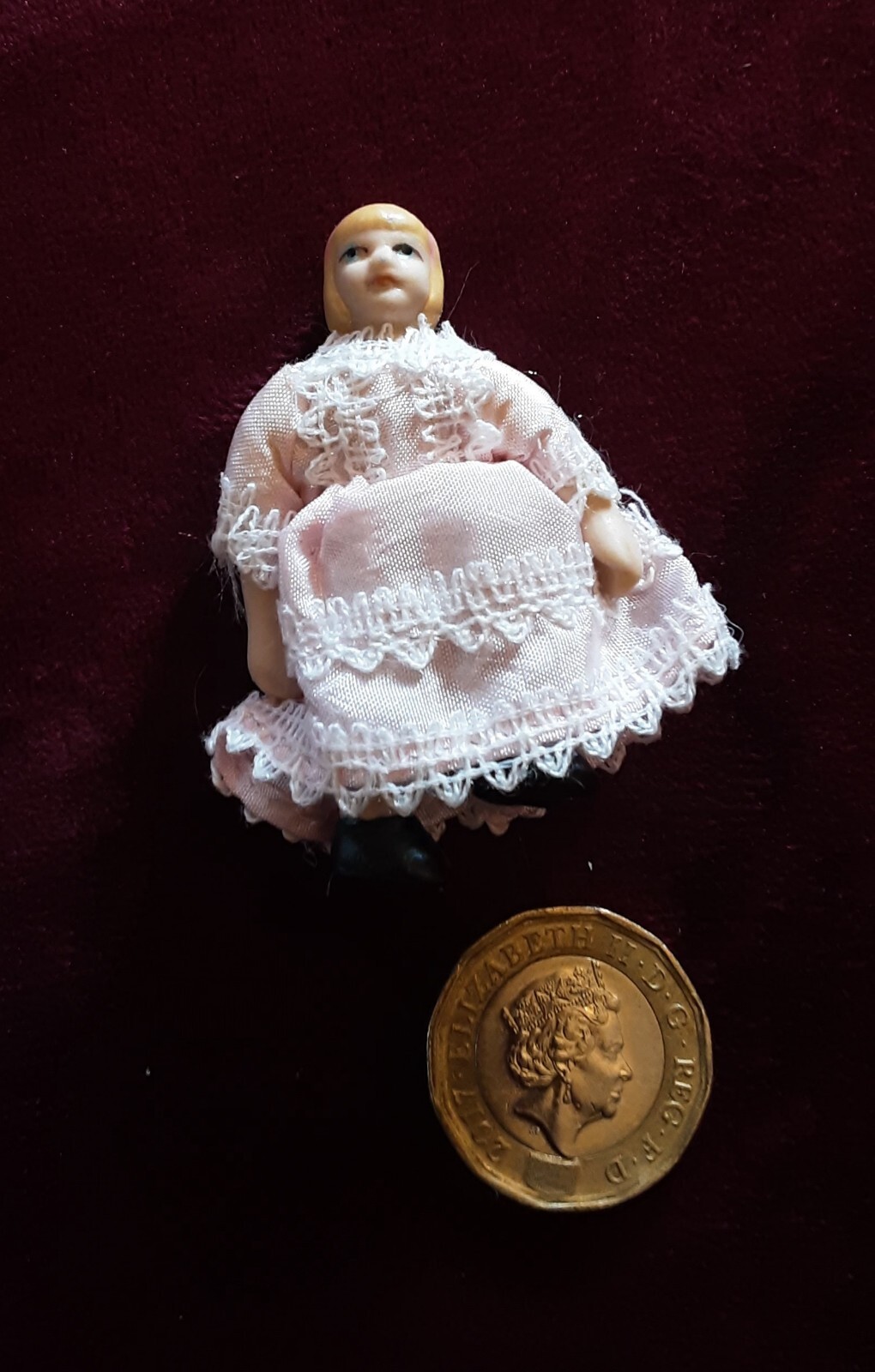 Tiny Porcelain Doll for Dollhouses – Miniature Collectible Figurine