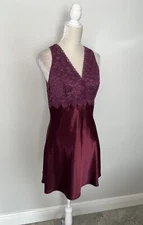 Jones New York Vtg 90s Slip Mini A Line Dress Satin Lace Fairy Whimsigoth Red L