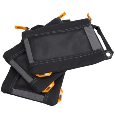 3 Toughbuilt TB-94-M-3-2BES Polyester Fastener Bag 1.7 L x 9.2 H x 6.8 W in.