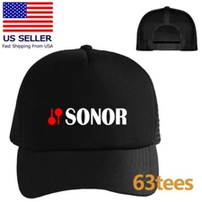 Sonor Drums Black Printed Adjustable Trucker Hat Cap Adult Size
