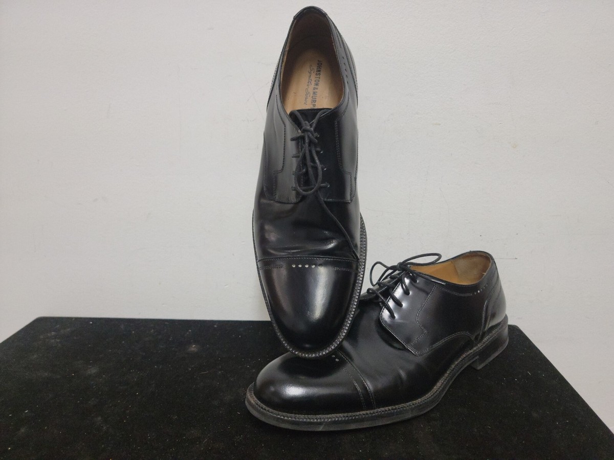 Johnston & Murphy Men’s Brinley Black Sheepskin Leather Sz 12M Cap Toe Johnston & Murphy 15-1295 Brinley Black Sheepskin Leather  main image 4