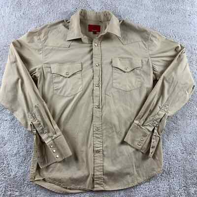 Patron Cito Red Label Mens L Pearl Snap Western Shirt Beige Tan