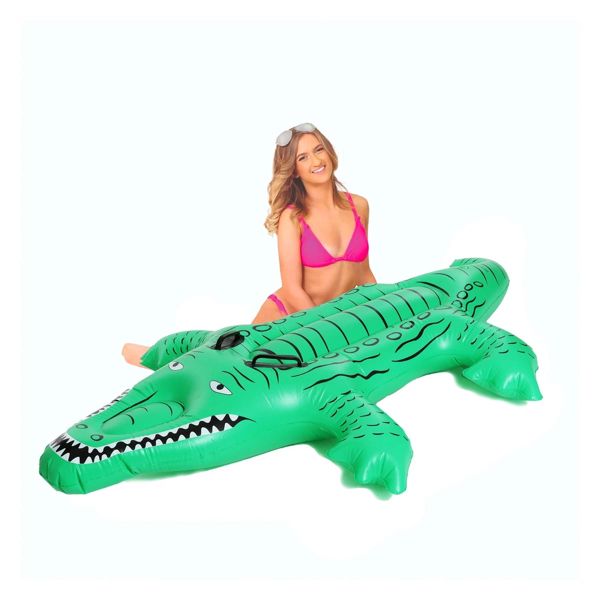 INFLATABLE CROCODILE GIANT ALLIGATOR LILO 152CM SWIMMING POOL FLOAT 60  BLOW UP