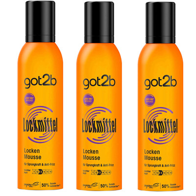 3x 250ml got2b Lockmittel Locken Mousse für definierte Locken Anti Frizz Halt 3
