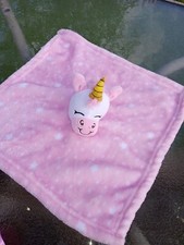 HB Hudson Baby Pink Unicorn Lovey Security Blanket White Stars