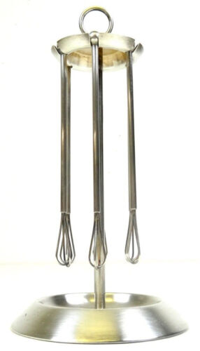 ART DECO SILVER PLATE CHAMPAGNE WHISKS IN HOLDER COCKTAIL BARWARE 1930 FRANCE - Picture 1 of 3