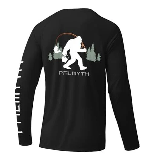 Fishing Shirts for Men Long Sleeve Sun Large Black / Bigfoot Fishing
