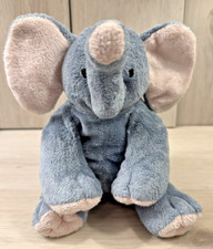 Ty Pluffies Winks Elephant Plush Blue Gray Pink 7 Stuffed Animal TyLux 2002 Toy
