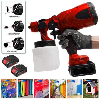 High Pressure Cordless Paint Sprayer Electric Airless HVLP Spray Gun +2 Battery