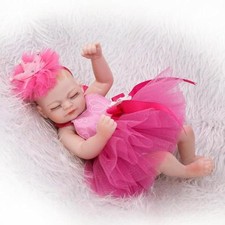 Full Body Silicone Reborn Preemie Baby Girl Doll Real Life Sleeping 10" Mini Toy