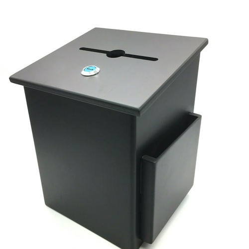 Adiroffice Squared Wood Locking Suggestion Black Side Pocket Pen Keys Included - Afbeelding 3 van 12