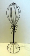 Vintage Wire Hat Wig Stand Display with Bow 21"