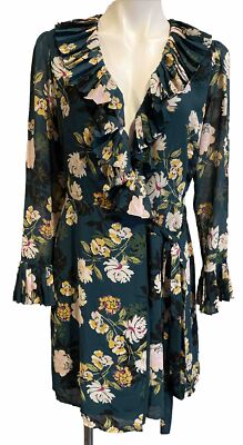 WAYF Womens Green Floral Ruffle Wrap Dress Size S NEW!! | eBay WAYF Womens Green Floral Ruffle Wrap Dress Size S NEW!! | eBay
