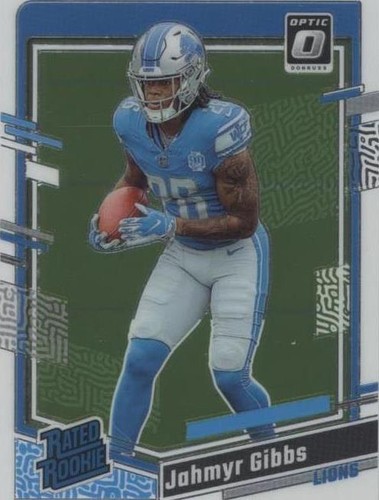 2023 Panini Optic #236 Jahmyr Gibbs Purple Shock Prizm Rookie