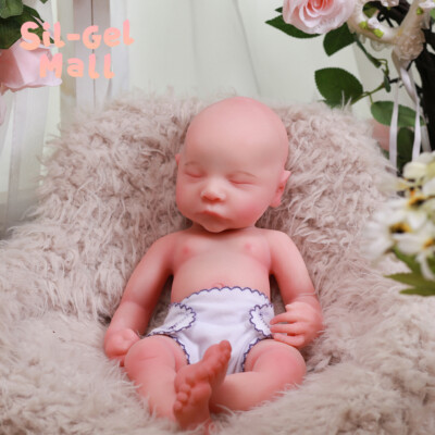 16'' Eyes Closed Sleeping Newborn Full Platinum Silicone Reborn Baby Dolls Girl